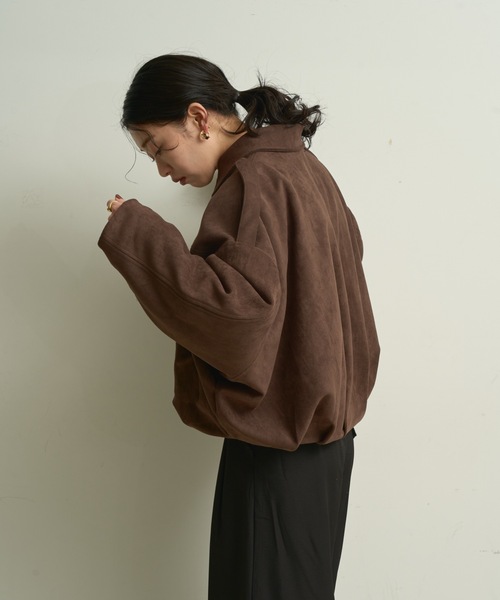 セール】Suede touch balloon silhouette jacket / スエードタッチ