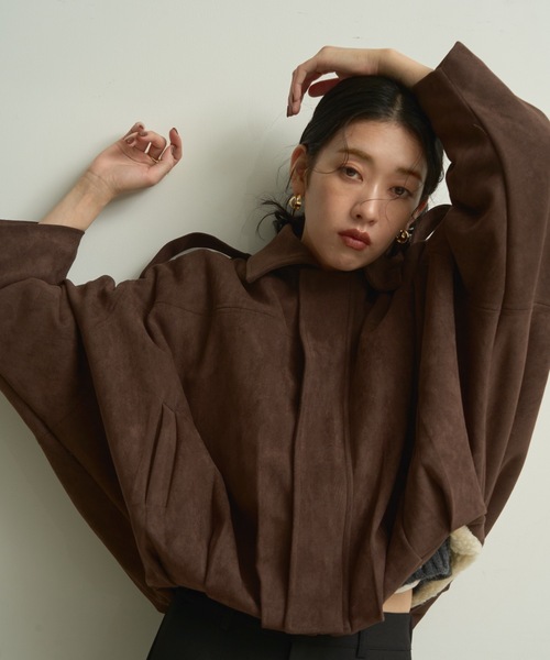 Lutim by u（ルチバイユー）の「Suede touch balloon silhouette jacket / スエードタッチバルーンシルエットジャケット（ブルゾン・レディース・ブラウン/ダークブラウン・FREE）」の10枚目の写真