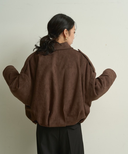 Lutim by u（ルチバイユー）の「Suede touch balloon silhouette jacket / スエードタッチバルーンシルエットジャケット（ブルゾン・レディース・ブラウン/ダークブラウン・FREE）」の8枚目の写真
