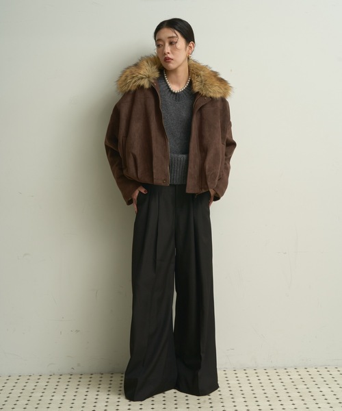 Lutim by u（ルチバイユー）の「Suede touch balloon silhouette jacket / スエードタッチバルーンシルエットジャケット（ブルゾン・レディース・ブラウン/ダークブラウン・FREE）」の13枚目の写真