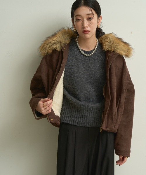 Lutim by u（ルチバイユー）の「Suede touch balloon silhouette jacket / スエードタッチバルーンシルエットジャケット（ブルゾン・レディース・ブラウン/ダークブラウン・FREE）」の16枚目の写真