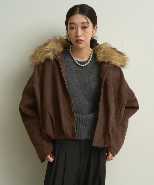 Lutim by u（ルチバイユー）の「Suede touch balloon silhouette jacket / スエードタッチバルーンシルエットジャケット（ブルゾン・レディース・ブラウン/ダークブラウン・FREE）」の17枚目の写真