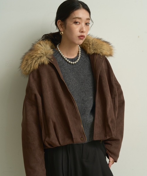 Lutim by u（ルチバイユー）の「Suede touch balloon silhouette jacket / スエードタッチバルーンシルエットジャケット（ブルゾン・レディース・ブラウン/ダークブラウン・FREE）」の18枚目の写真