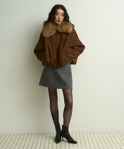 Lutim by u（ルチバイユー）の「Suede touch balloon silhouette jacket / スエードタッチバルーンシルエットジャケット（ブルゾン・レディース・ブラウン/ダークブラウン・FREE）」の19枚目の写真