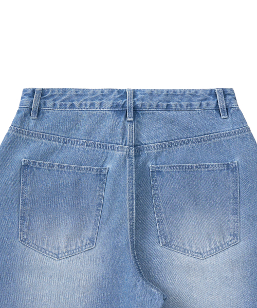 EXCONTAINER（エックスコンテナ）の「ディープウォッシングワイドデニムパンツ (ブルー)（デニムパンツ・メンズ・その他・SMALL/MEDIUM/LARGE/X-LARGE）」の3枚目の写真