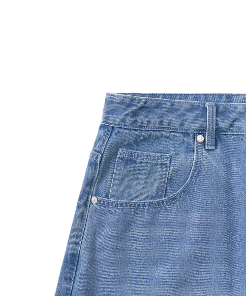 EXCONTAINER（エックスコンテナ）の「ディープウォッシングワイドデニムパンツ (ブルー)（デニムパンツ・メンズ・その他・SMALL/MEDIUM/LARGE/X-LARGE）」の4枚目の写真