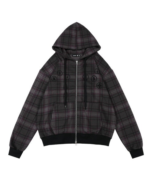 Tartan check full zip jacket (чекер) K25ZA162 — клетчатая куртка‑фулзип