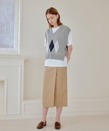 COTTON WRAP SKIRT_BEIGE