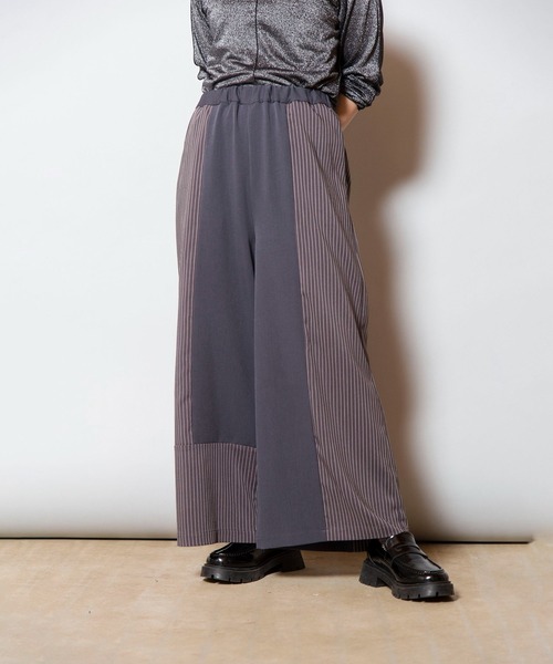 OSMOSIS(オズモーシス)の「ストライプ切替パンツ(その他パンツ・レディース・グレー/ブラック・ONE SIZE)」の3枚目の写真