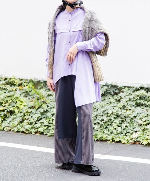 OSMOSIS(オズモーシス)の「ストライプ切替パンツ(その他パンツ・レディース・グレー/ブラック・ONE SIZE)」の9枚目の写真