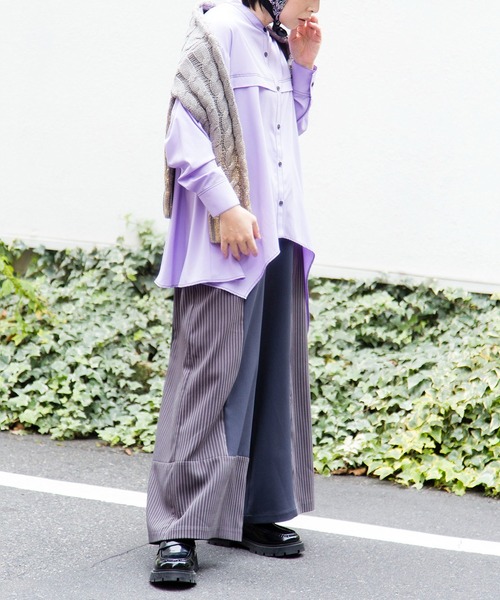 OSMOSIS(オズモーシス)の「ストライプ切替パンツ(その他パンツ・レディース・グレー/ブラック・ONE SIZE)」の11枚目の写真
