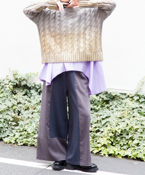 OSMOSIS(オズモーシス)の「ストライプ切替パンツ(その他パンツ・レディース・グレー/ブラック・ONE SIZE)」の12枚目の写真