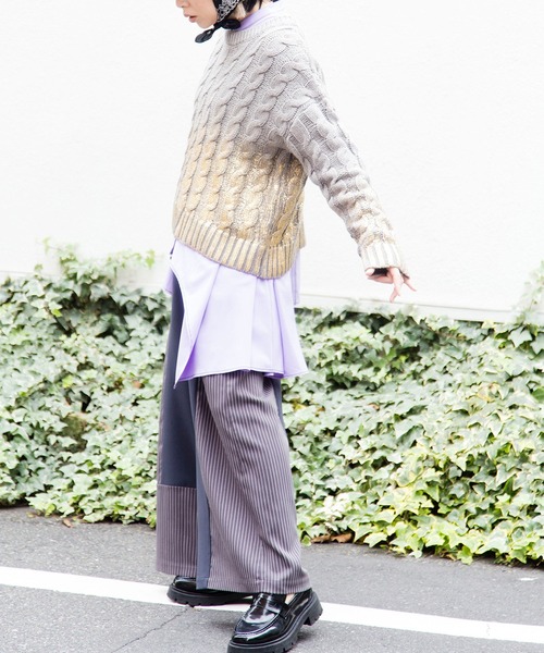 OSMOSIS(オズモーシス)の「ストライプ切替パンツ(その他パンツ・レディース・グレー/ブラック・ONE SIZE)」の14枚目の写真