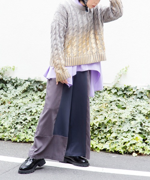 OSMOSIS(オズモーシス)の「ストライプ切替パンツ(その他パンツ・レディース・グレー/ブラック・ONE SIZE)」の15枚目の写真