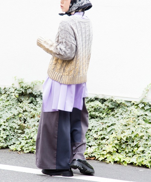 OSMOSIS(オズモーシス)の「ストライプ切替パンツ(その他パンツ・レディース・グレー/ブラック・ONE SIZE)」の16枚目の写真