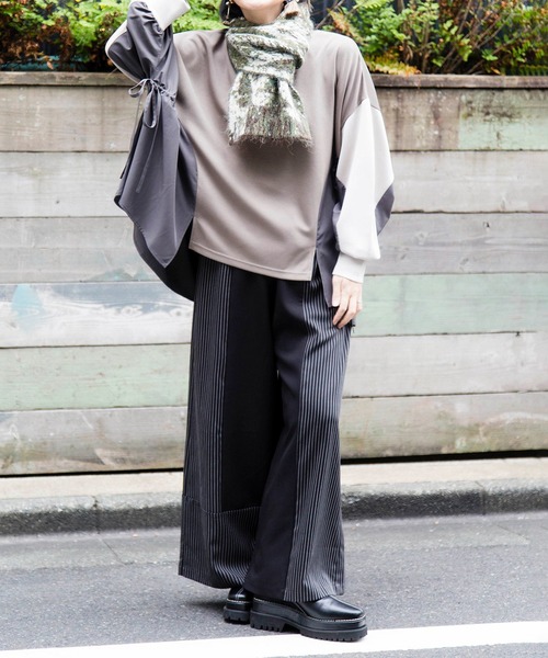 OSMOSIS(オズモーシス)の「ストライプ切替パンツ(その他パンツ・レディース・グレー/ブラック・ONE SIZE)」の18枚目の写真