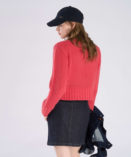 To b. by agnes b.（トゥービーバイアニエスベー）の「バイカラーライン ニット プルオーバー（ニット/セーター・レディース・レッド・FREE）」の7枚目の写真