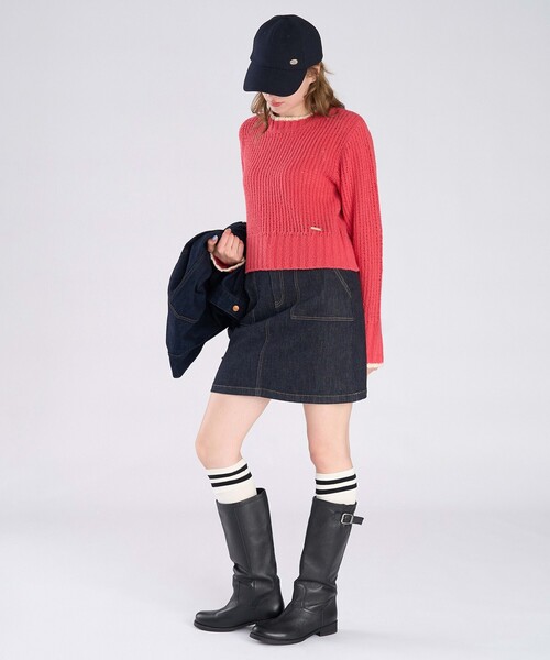 To b. by agnes b.（トゥービーバイアニエスベー）の「バイカラーライン ニット プルオーバー（ニット/セーター・レディース・レッド・FREE）」の10枚目の写真