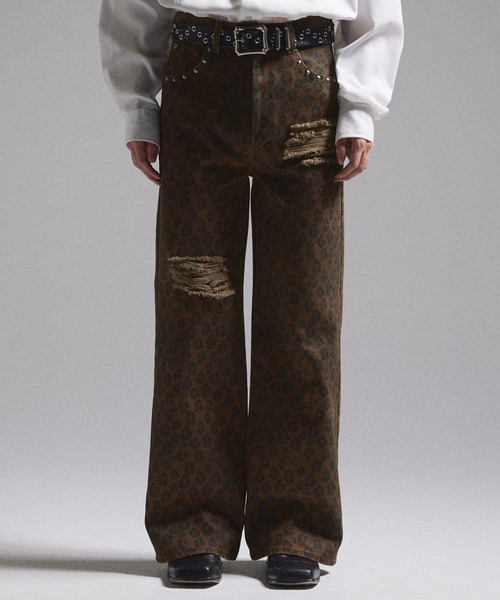 GRANCY(グランシー)の「【GRANCY】Leopard Damage Flare Pants / レオパードダメージフレアパンツ(その他パンツ・メンズ・ブラック/ブラウン・S/M/L)」の2枚目の写真