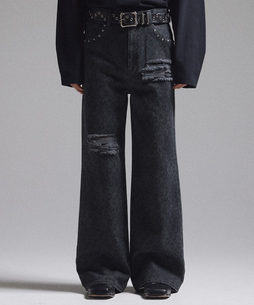 GRANCY(グランシー)の「【GRANCY】Leopard Damage Flare Pants / レオパードダメージフレアパンツ(その他パンツ・メンズ・ブラック/ブラウン・S/M/L)」の1枚目の写真