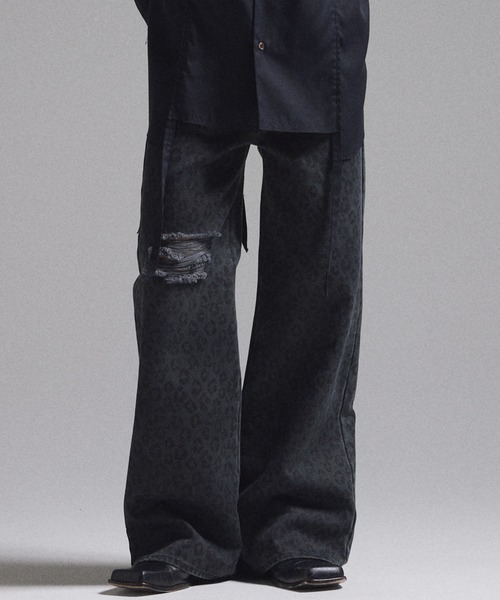 GRANCY】Leopard Damage Flare Pants / レオパードダメージフレア