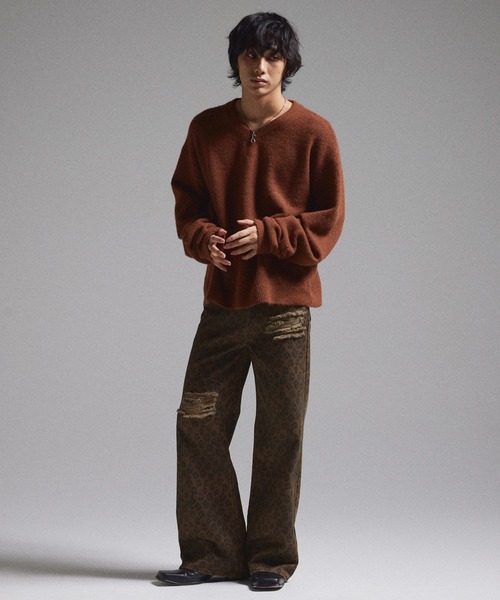 GRANCY(グランシー)の「【GRANCY】Leopard Damage Flare Pants / レオパードダメージフレアパンツ(その他パンツ・メンズ・ブラック/ブラウン・S/M/L)」の6枚目の写真