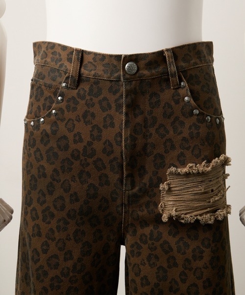 GRANCY】Leopard Damage Flare Pants / レオパードダメージフレア
