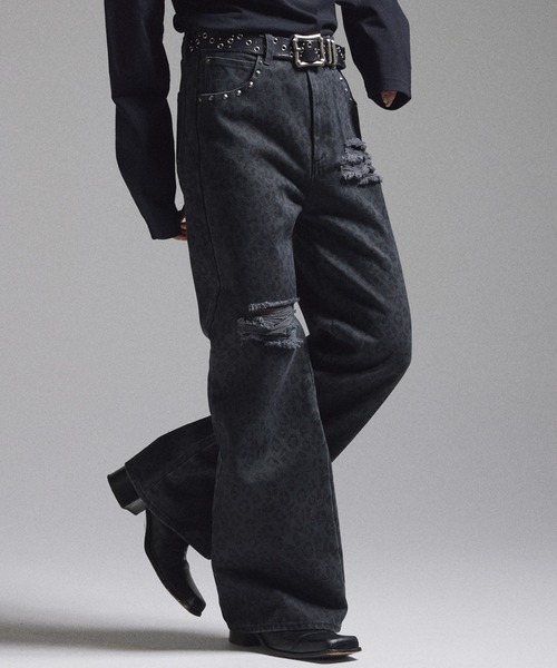 【GRANCY】レオパードダメージフレアパンツ GRANCY】Leopard Damage Flare Pants / レオパードダメージフレア