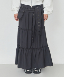 as you are（アズユーアー）の「ポケットフリルロングスカートチャコール（スカート）」