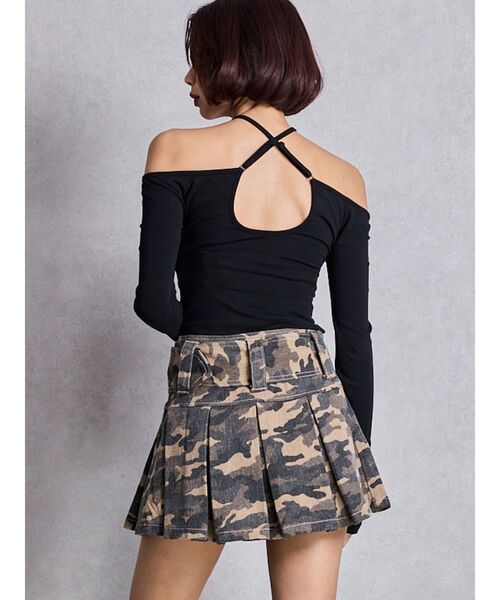 GYDA（ジェイダ）の「ハイウエストWIDE BELTプリーツデニムスカートライクショートパンツ（デニムスカート・レディース・ライトブルー/インディゴブルー/その他1・SMALL/MEDIUM）」の6枚目の写真