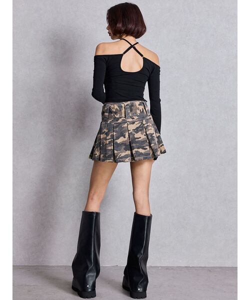 GYDA（ジェイダ）の「ハイウエストWIDE BELTプリーツデニムスカートライクショートパンツ（デニムスカート・レディース・ライトブルー/インディゴブルー/その他1・SMALL/MEDIUM）」の9枚目の写真