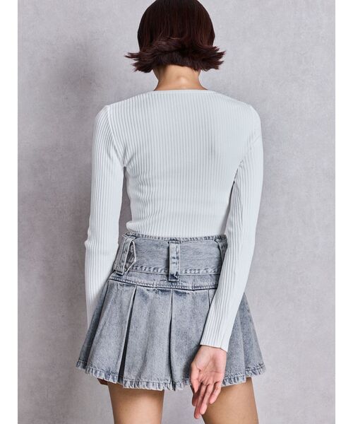 GYDA（ジェイダ）の「ハイウエストWIDE BELTプリーツデニムスカートライクショートパンツ（デニムスカート・レディース・ライトブルー/インディゴブルー/その他1・SMALL/MEDIUM）」の11枚目の写真