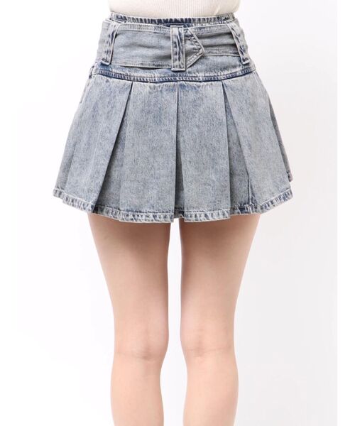 GYDA(ジェイダ)の「ハイウエストWIDE BELTプリーツデニムスカートライクショートパンツ(デニムスカート・レディース・ライトブルー/インディゴブルー/その他1・SMALL/MEDIUM)」の6枚目の写真