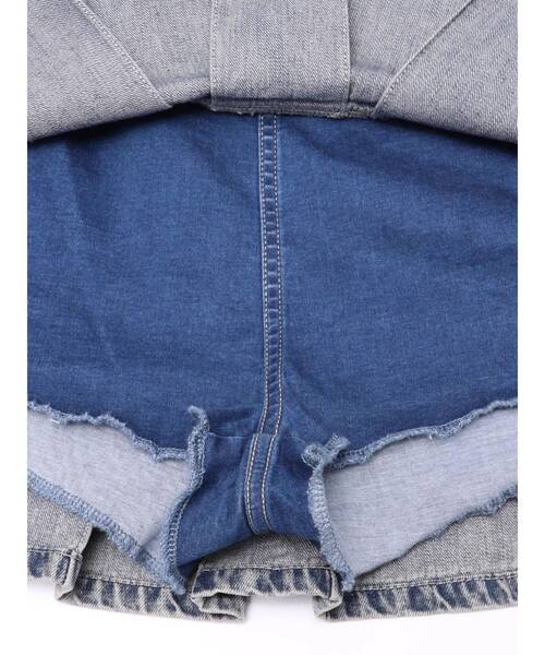 GYDA(ジェイダ)の「ハイウエストWIDE BELTプリーツデニムスカートライクショートパンツ(デニムスカート・レディース・ライトブルー/インディゴブルー/その他1・SMALL/MEDIUM)」の10枚目の写真