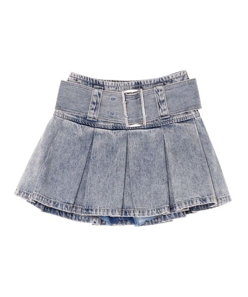 GYDA(ジェイダ)の「ハイウエストWIDE BELTプリーツデニムスカートライクショートパンツ(デニムスカート・レディース・ライトブルー/インディゴブルー/その他1・SMALL/MEDIUM)」の17枚目の写真