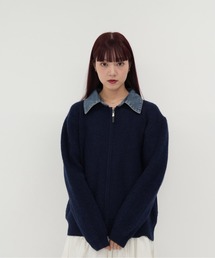 Uenui（ウニュイ）の「【 cunii 】ジップ ニット カーディガン 韓国 ガーリー 長袖 体型カバー シンプル カジュアル 秋冬（カーディガン/ボレロ）」