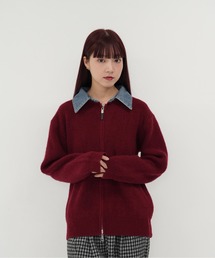 Uenui（ウニュイ）の「【 cunii 】ジップ ニット カーディガン 韓国 ガーリー 長袖 体型カバー シンプル カジュアル 秋冬（カーディガン/ボレロ）」