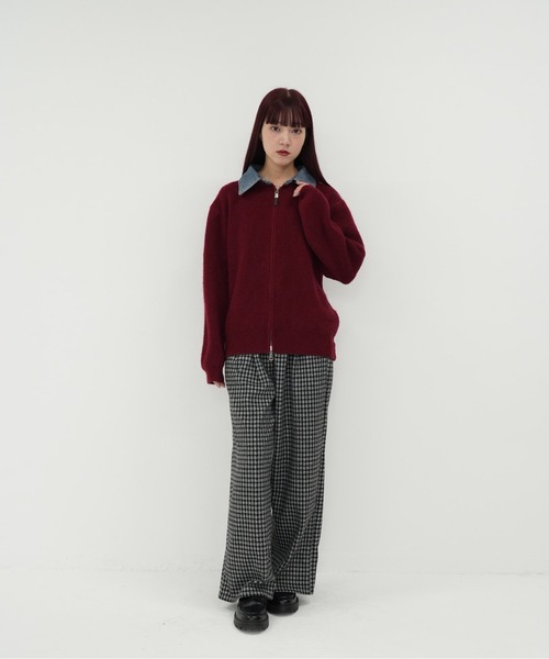 Uenui(ウニュイ)の「【 cunii 】ジップ ニット カーディガン 韓国 ガーリー 長袖 体型カバー シンプル カジュアル 秋冬(カーディガン/ボレロ・レディース・レッド/ネイビー/グレー・FREE)」の9枚目の写真