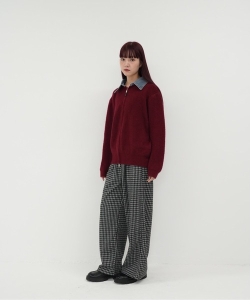 Uenui(ウニュイ)の「【 cunii 】ジップ ニット カーディガン 韓国 ガーリー 長袖 体型カバー シンプル カジュアル 秋冬(カーディガン/ボレロ・レディース・レッド/ネイビー/グレー・FREE)」の10枚目の写真