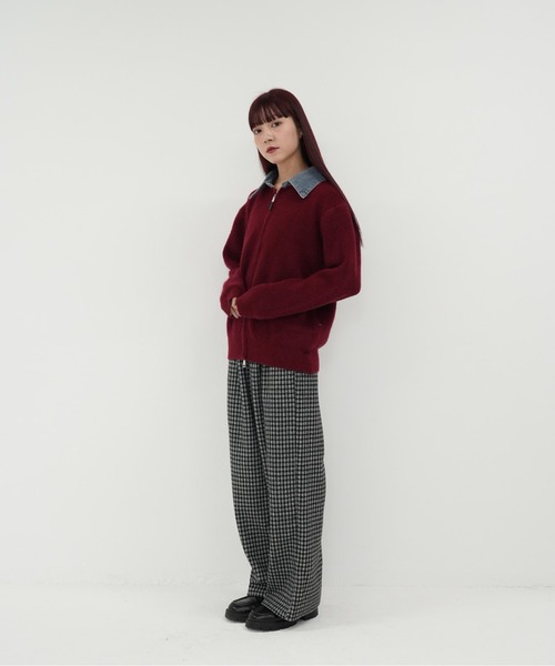 Uenui(ウニュイ)の「【 cunii 】ジップ ニット カーディガン 韓国 ガーリー 長袖 体型カバー シンプル カジュアル 秋冬(カーディガン/ボレロ・レディース・レッド/ネイビー/グレー・FREE)」の11枚目の写真