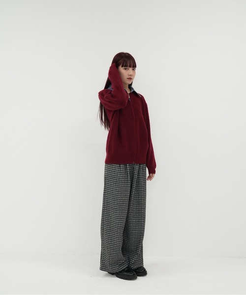 Uenui(ウニュイ)の「【 cunii 】ジップ ニット カーディガン 韓国 ガーリー 長袖 体型カバー シンプル カジュアル 秋冬(カーディガン/ボレロ・レディース・レッド/ネイビー/グレー・FREE)」の15枚目の写真