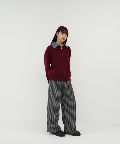 Uenui(ウニュイ)の「【 cunii 】ジップ ニット カーディガン 韓国 ガーリー 長袖 体型カバー シンプル カジュアル 秋冬(カーディガン/ボレロ・レディース・レッド/ネイビー/グレー・FREE)」の17枚目の写真