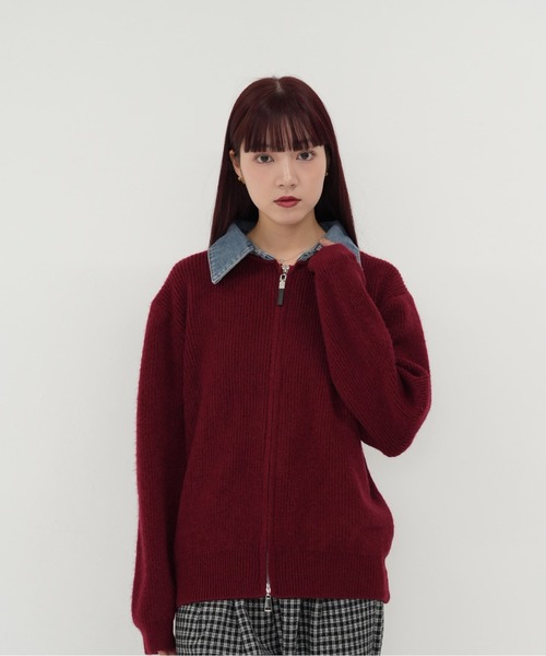 Uenui(ウニュイ)の「【 cunii 】ジップ ニット カーディガン 韓国 ガーリー 長袖 体型カバー シンプル カジュアル 秋冬(カーディガン/ボレロ・レディース・レッド/ネイビー/グレー・FREE)」の19枚目の写真
