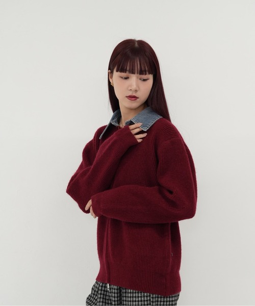 Uenui(ウニュイ)の「【 cunii 】ジップ ニット カーディガン 韓国 ガーリー 長袖 体型カバー シンプル カジュアル 秋冬(カーディガン/ボレロ・レディース・レッド/ネイビー/グレー・FREE)」の22枚目の写真
