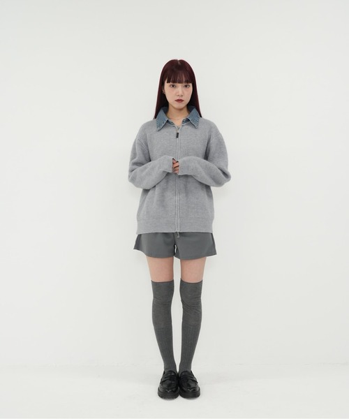Uenui(ウニュイ)の「【 cunii 】ジップ ニット カーディガン 韓国 ガーリー 長袖 体型カバー シンプル カジュアル 秋冬(カーディガン/ボレロ・レディース・レッド/ネイビー/グレー・FREE)」の6枚目の写真