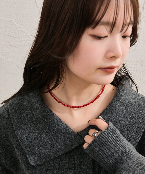 mystic(ミスティック)の「カラービーズネックレス(リング・レディース・アイボリー/レッド・ONE SIZE)」の15枚目の写真