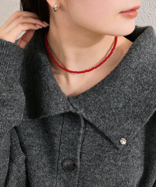 mystic(ミスティック)の「カラービーズネックレス(リング・レディース・アイボリー/レッド・ONE SIZE)」の16枚目の写真