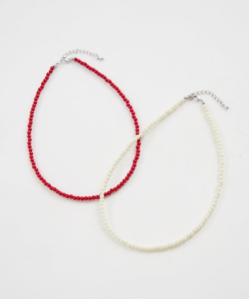 mystic(ミスティック)の「カラービーズネックレス(リング・レディース・アイボリー/レッド・ONE SIZE)」の20枚目の写真