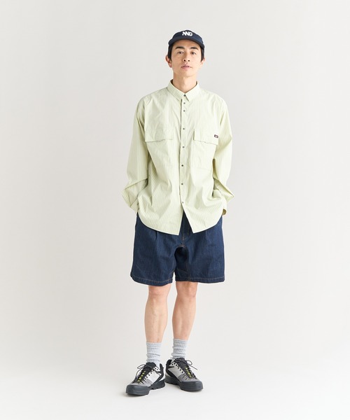 MULTI STRIPE W PK BOX SHIRT/マルチストライプ ダブルポケット