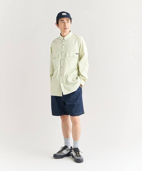 MULTI STRIPE W PK BOX SHIRT/マルチストライプ ダブルポケット
